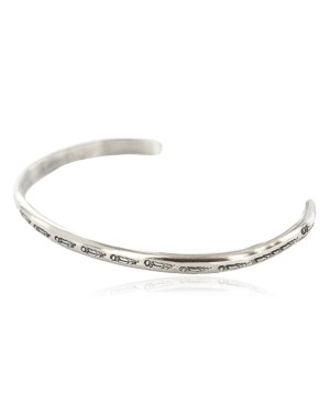 Handmade Certified Authentic Navajo Handstamped Handmade Nickel Native American Bracelet 390805405287