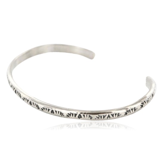 Handmade Certified Authentic Navajo Handstamped Handmade Nickel Native American Bracelet 390820816803