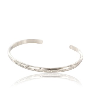 Handmade Certified Authentic Navajo Handstamped Handmade Nickel Native American Bracelet 390829311716