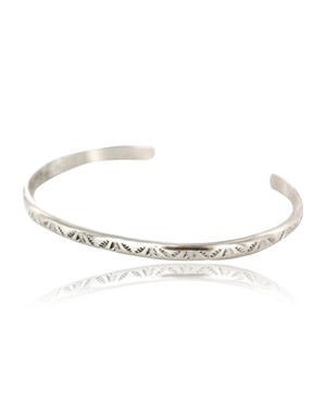 Handmade Certified Authentic Navajo Handstamped Handmade Nickel Native American Bracelet 390834774379