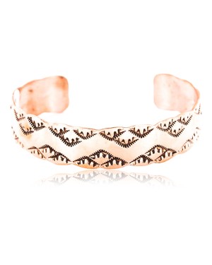 Handmade Certified Authentic Navajo Handstamped Mountain Handmade Copper Native American Bracelet 390803738745