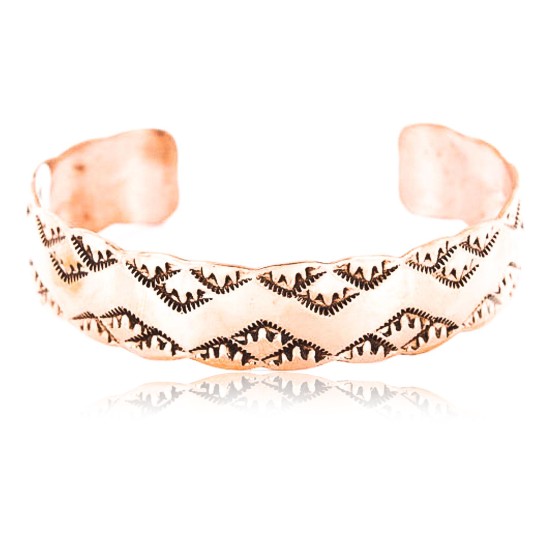 Handmade Certified Authentic Navajo Handstamped Mountain Handmade Copper Native American Bracelet 390803738745