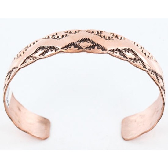 Handmade Certified Authentic Navajo Handstamped Mountain Handmade Copper Native American Bracelet 390803738745