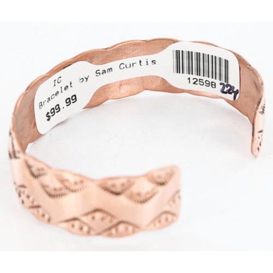 Handmade Certified Authentic Navajo Handstamped Mountain Handmade Copper Native American Bracelet 390803738745