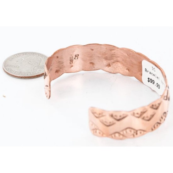 Handmade Certified Authentic Navajo Handstamped Mountain Handmade Copper Native American Bracelet 390803738745