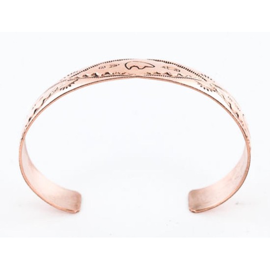 Handmade Certified Authentic Navajo Handstamped Real Handmade Copper Native American Bracelet 371016867764