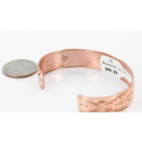 Handmade Certified Authentic Navajo Handstamped Real Handmade Copper Native American Bracelet 371016867764