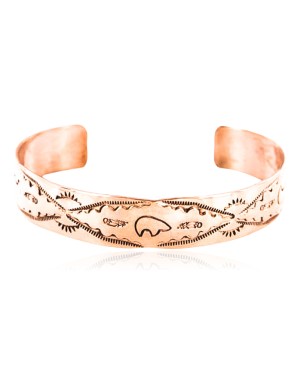 Handmade Certified Authentic Navajo Handstamped Real Handmade Copper Native American Bracelet 371016867764