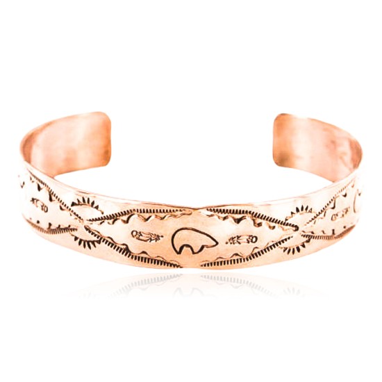 Handmade Certified Authentic Navajo Handstamped Real Handmade Copper Native American Bracelet 371016867764