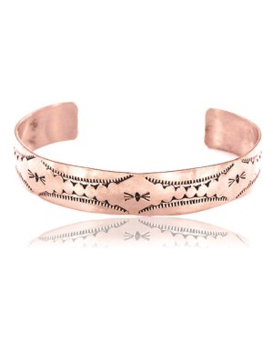Handmade Certified Authentic Navajo Handstamped Real Handmade Copper Native American Bracelet 371017035562