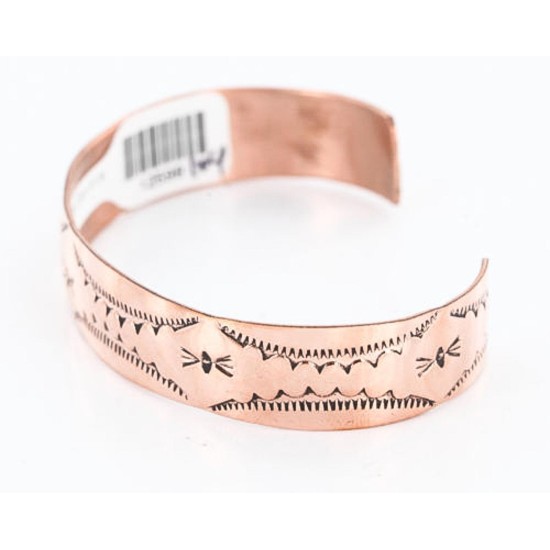 Handmade Certified Authentic Navajo Handstamped Real Handmade Copper Native American Bracelet 371017035562