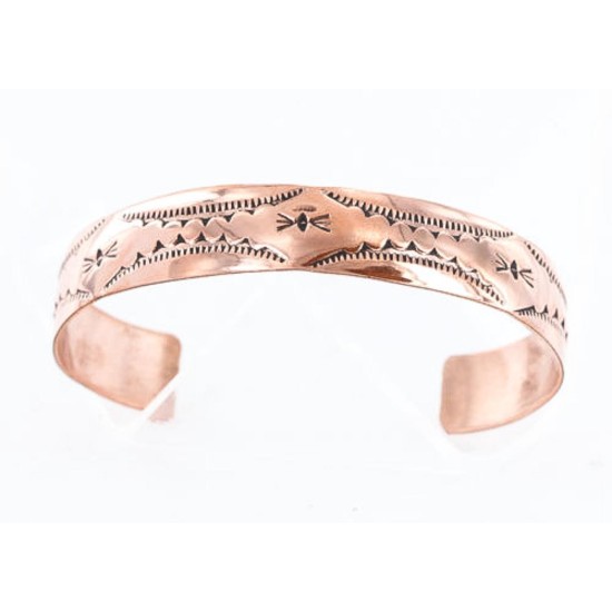 Handmade Certified Authentic Navajo Handstamped Real Handmade Copper Native American Bracelet 371017035562