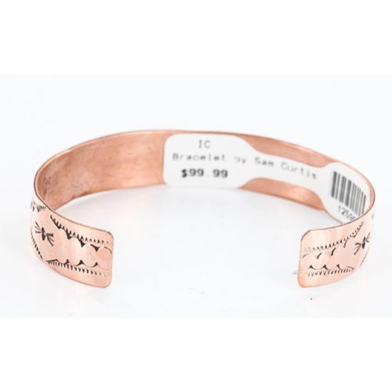 Handmade Certified Authentic Navajo Handstamped Real Handmade Copper Native American Bracelet 371017035562