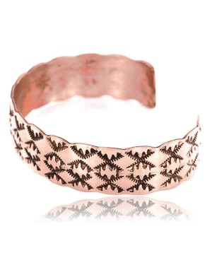 Handmade Certified Authentic Navajo Handstamped Real Handmade Copper Native American Bracelet 371017092654