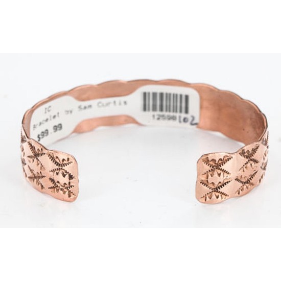 Handmade Certified Authentic Navajo Handstamped Real Handmade Copper Native American Bracelet 371017092654
