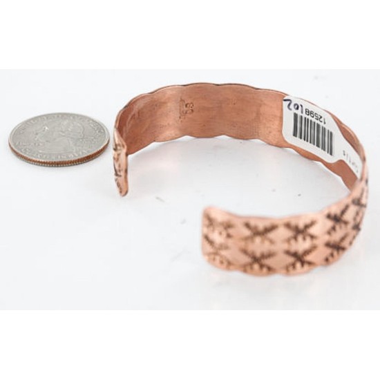 Handmade Certified Authentic Navajo Handstamped Real Handmade Copper Native American Bracelet 371017092654