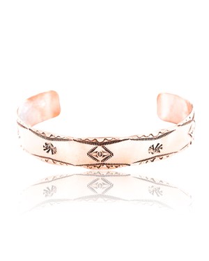 Handmade Certified Authentic Navajo Handstamped Real Handmade Copper Native American Bracelet 371018511970