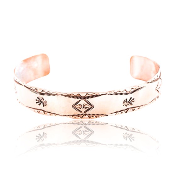 Handmade Certified Authentic Navajo Handstamped Real Handmade Copper Native American Bracelet 371018511970