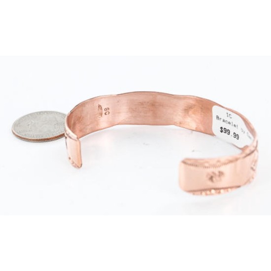 Handmade Certified Authentic Navajo Handstamped Real Handmade Copper Native American Bracelet 371018511970