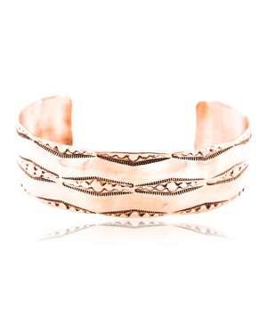 Handmade Certified Authentic Navajo Handstamped Real Handmade Copper Native American Bracelet 371018620709