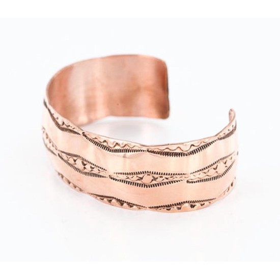 Handmade Certified Authentic Navajo Handstamped Real Handmade Copper Native American Bracelet 371018620709