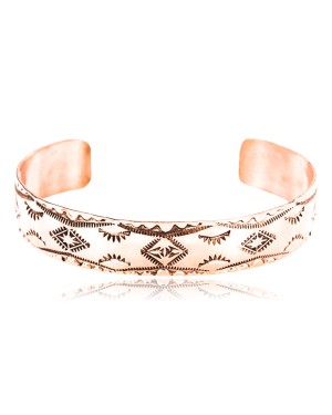 Handmade Certified Authentic Navajo Handstamped Real Handmade Copper Native American Bracelet 371019631581
