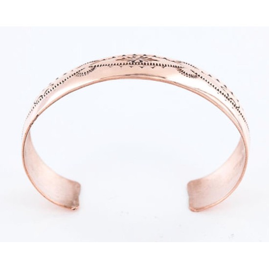 Handmade Certified Authentic Navajo Handstamped Real Handmade Copper Native American Bracelet 371019750110