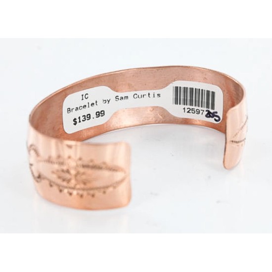 Handmade Certified Authentic Navajo Handstamped Real Handmade Copper Native American Bracelet 371019750110