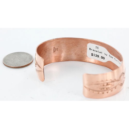 Handmade Certified Authentic Navajo Handstamped Real Handmade Copper Native American Bracelet 371019750110