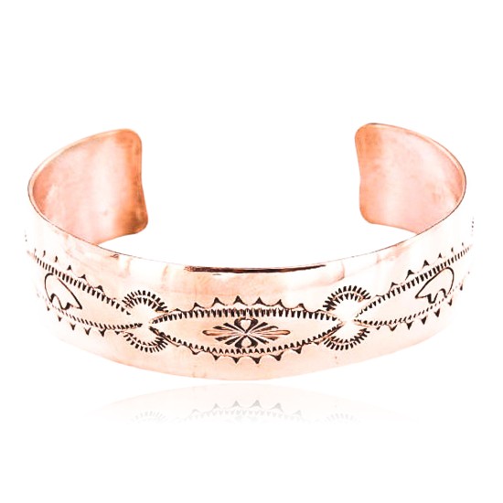 Handmade Certified Authentic Navajo Handstamped Real Handmade Copper Native American Bracelet 371019750110