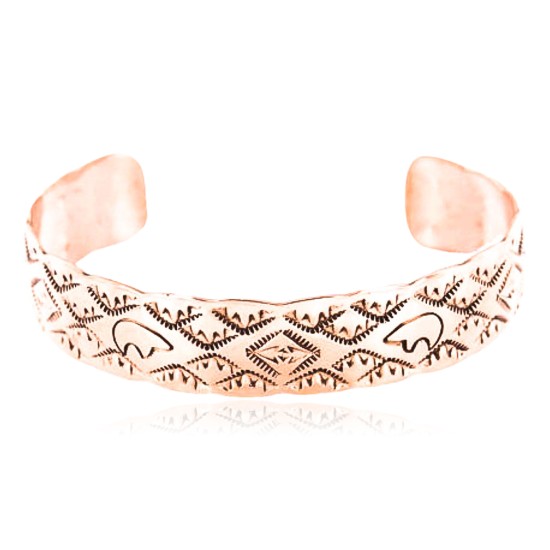 Handmade Certified Authentic Navajo Handstamped Real Handmade Copper Native American Bracelet 371019775480