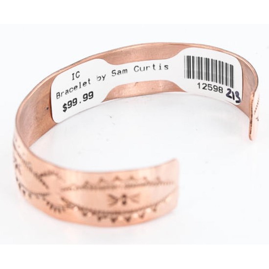 Handmade Certified Authentic Navajo Handstamped Real Handmade Copper Native American Bracelet 371020954495