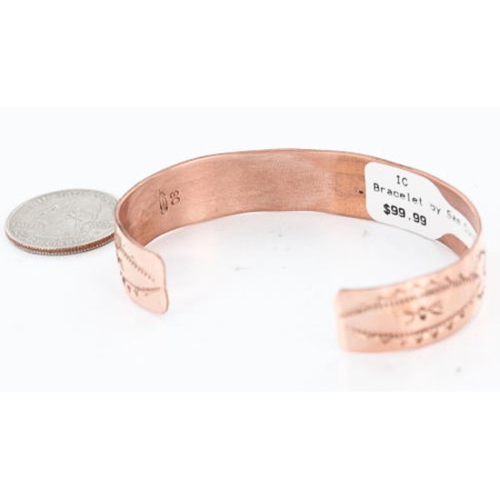 Handmade Certified Authentic Navajo Handstamped Real Handmade Copper Native American Bracelet 371020954495