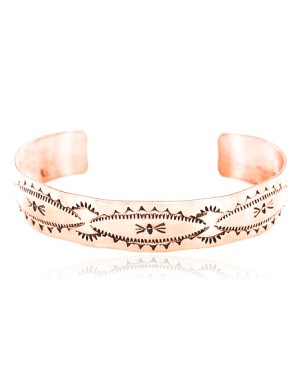 Handmade Certified Authentic Navajo Handstamped Real Handmade Copper Native American Bracelet 371020954495