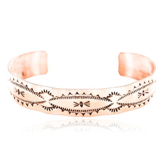 Handmade Certified Authentic Navajo Handstamped Real Handmade Copper Native American Bracelet 371020954495