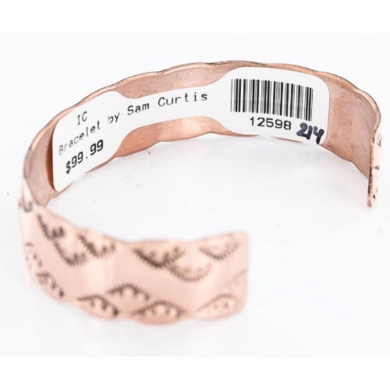 Handmade Certified Authentic Navajo Handstamped Real Handmade Copper Native American Bracelet 371021027211