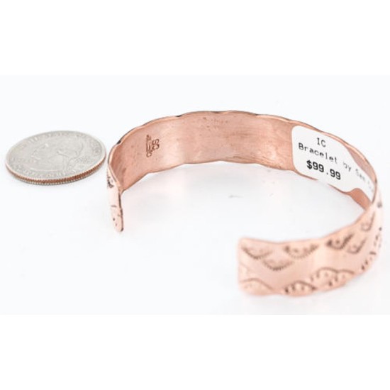 Handmade Certified Authentic Navajo Handstamped Real Handmade Copper Native American Bracelet 371021027211