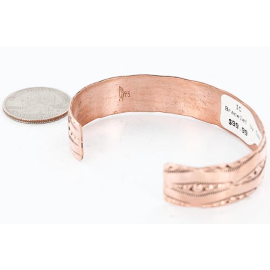Handmade Certified Authentic Navajo Handstamped Real Handmade Copper Native American Bracelet 371024291632