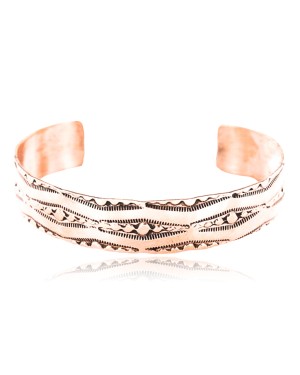 Handmade Certified Authentic Navajo Handstamped Real Handmade Copper Native American Bracelet 371024291632