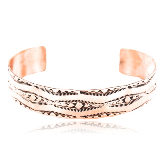 Handmade Certified Authentic Navajo Handstamped Real Handmade Copper Native American Bracelet 371024291632