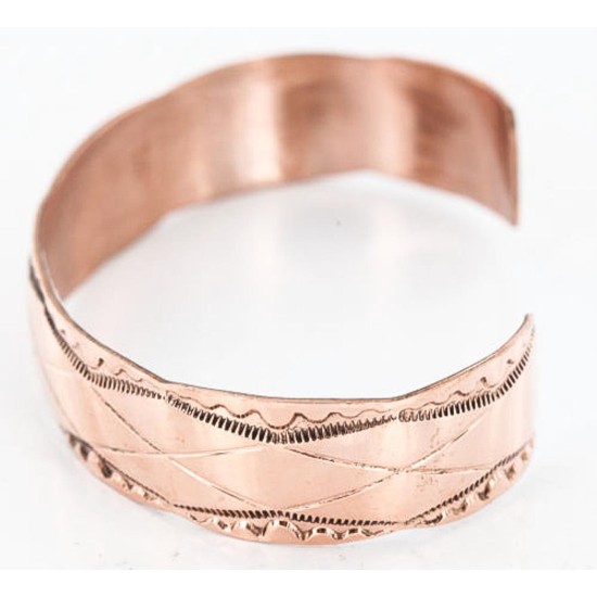 Handmade Certified Authentic Navajo Handstamped Real Handmade Copper Native American Bracelet 371024371885