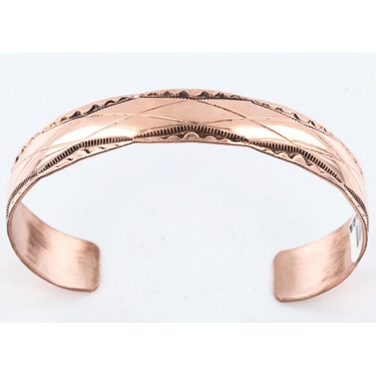 Handmade Certified Authentic Navajo Handstamped Real Handmade Copper Native American Bracelet 371024371885