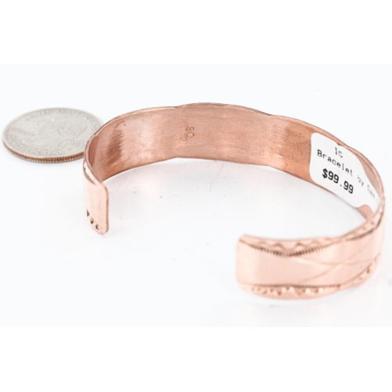 Handmade Certified Authentic Navajo Handstamped Real Handmade Copper Native American Bracelet 371024371885