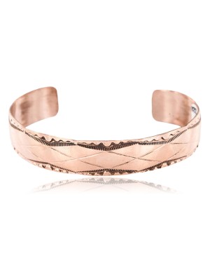 Handmade Certified Authentic Navajo Handstamped Real Handmade Copper Native American Bracelet 371024371885