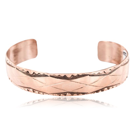 Handmade Certified Authentic Navajo Handstamped Real Handmade Copper Native American Bracelet 371024371885