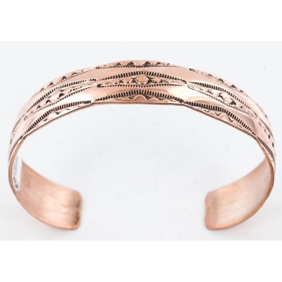 Handmade Certified Authentic Navajo Handstamped Real Handmade Copper Native American Bracelet 371026796616
