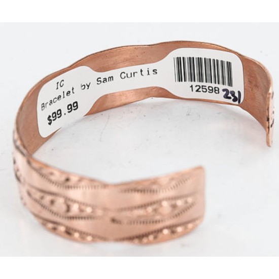 Handmade Certified Authentic Navajo Handstamped Real Handmade Copper Native American Bracelet 371026796616