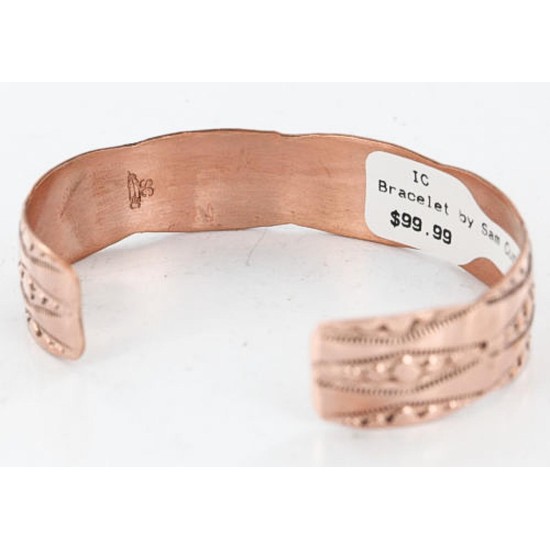 Handmade Certified Authentic Navajo Handstamped Real Handmade Copper Native American Bracelet 371026796616