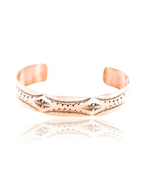 Handmade Certified Authentic Navajo Handstamped Real Handmade Copper Native American Bracelet 390784220596