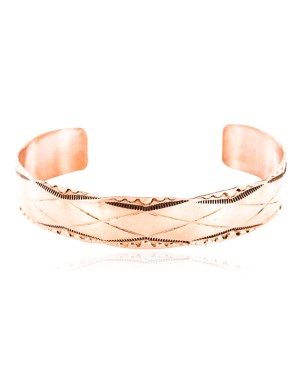 Handmade Certified Authentic Navajo Handstamped Real Handmade Copper Native American Bracelet 390788687479